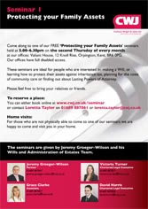 Protecting your Family Assets seminar