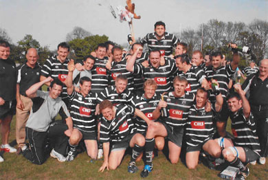 Westcombe Rugby Club celebrat winning promotion to National Division 2